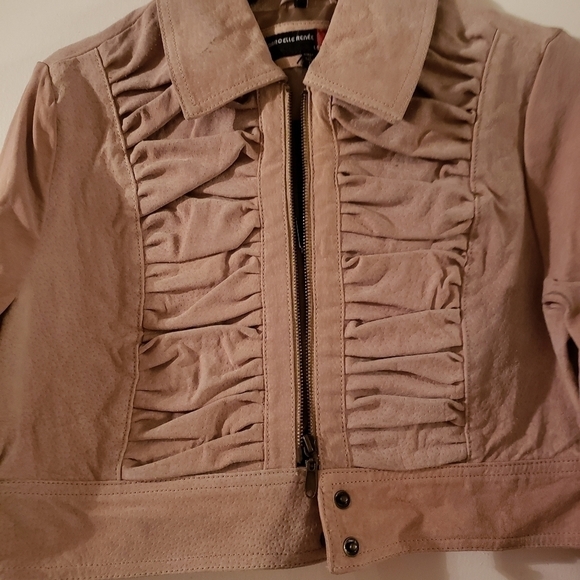 Genuine Brown  leather Moto Biker Jacket Vintage Marcelle Renee NWT Size M - Picture 3 of 6